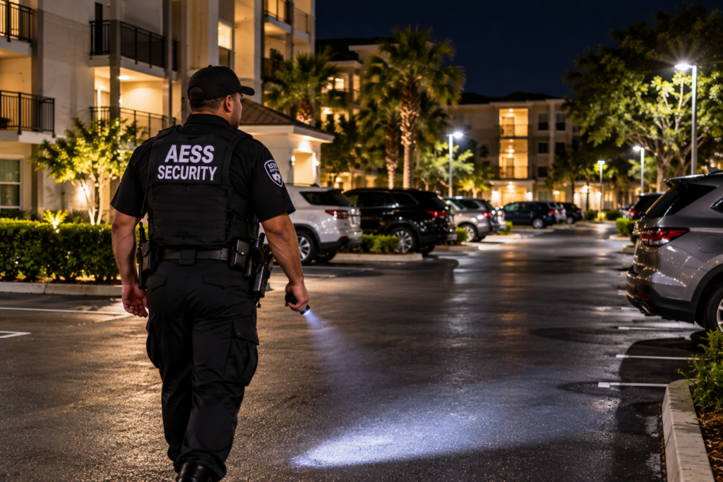 parking lot patrol at night